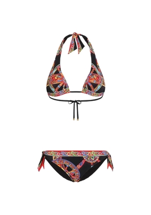 Dolce & Gabbana Carretto-print triangle bikini - Black