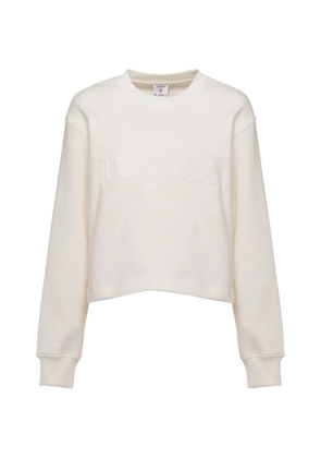Casablanca logo-embroidered crew-neck sweater - Neutrals