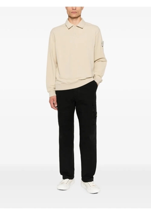 Stone Island logo-patch long-sleeve polo shirt - Neutrals