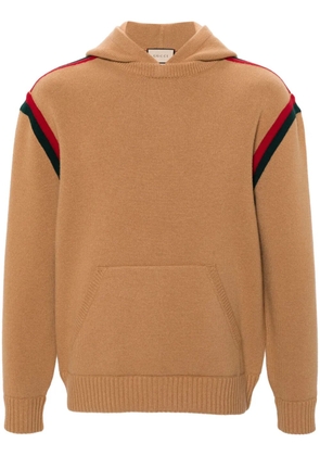 Gucci Web-Stripe wool hoodie - Neutrals
