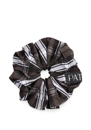 Patou volume check-pattern scrunchie - Brown