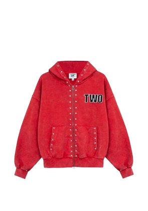 TWOJEYS studded zip-up hoodie - Red