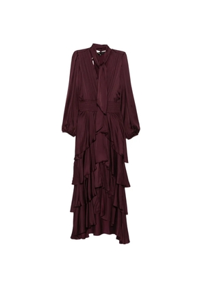 Maje pussy-bow tiered asymmetric dress