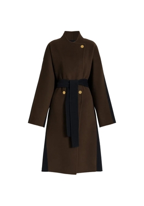 Alberta Ferretti two-tone belted wool coat - Brown