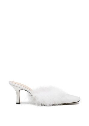 MACH & MACH Carolyn B feather-trim square-toe mules - White
