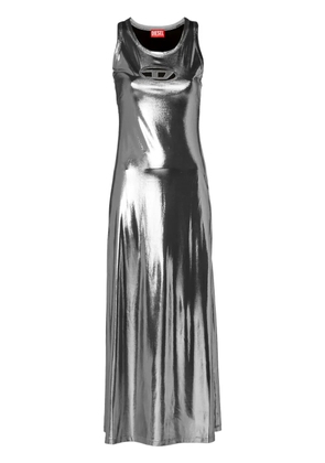 Diesel logo-patch lurex maxi dress - Silver