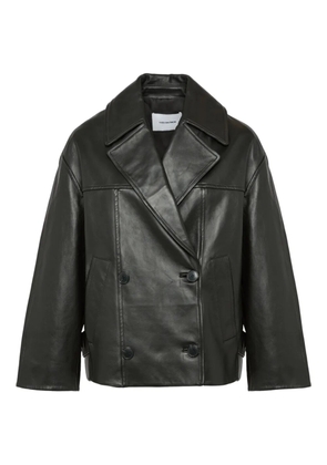 Yves Salomon double-breasted leather jacket - Black