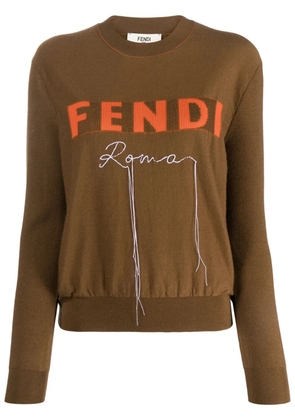 FENDI logo-jacquard sweater - Brown