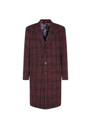 ETRO check-pattern single-breasted coat - Red