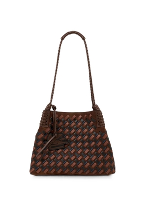 ETRO small Libra tote bag in suede and woven leather - Brown