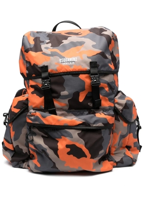 DSQUARED2 camouflage print backpack - Orange