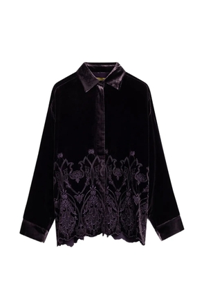 MOMONÌ Frey embroidered velvet shirt - Purple