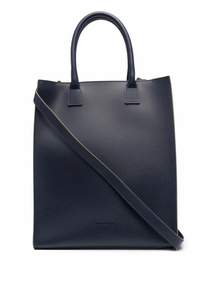 Woolrich embossed-logo leather tote bag - Blue