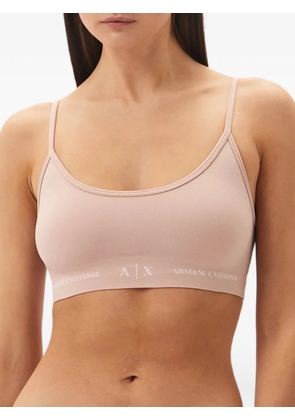 Armani Exchange logo-tape scoop-neck bra - Pink