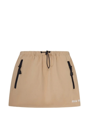 Miu Miu drawstring cotton-gabardine miniskirt - Neutrals