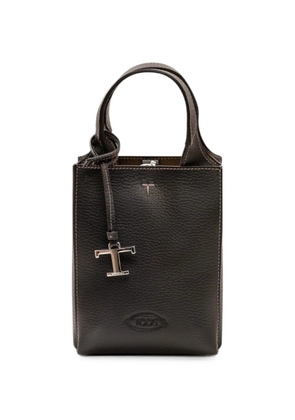 Tod's logo-pendant grained-leather tote bag - Black