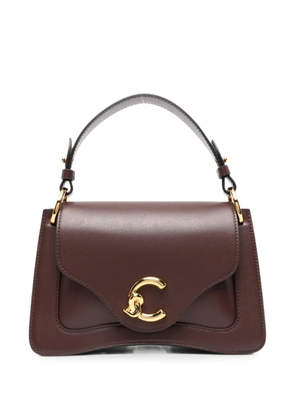 Coccinelle logo-plaque leather tote bag - Brown