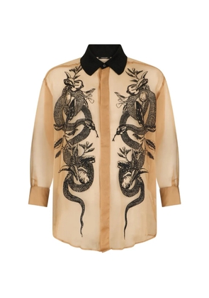 Roberto Cavalli snake-embroidered shirt - Neutrals