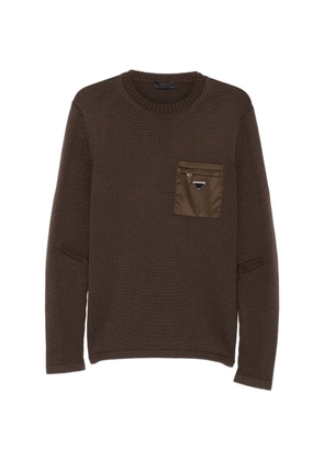 Prada logo-patch chest-pocket sweater - Brown