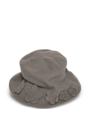 Scha flower-appliqué wool cloche hat - Grey