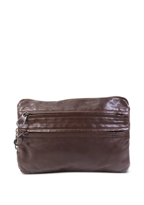 Bottega Veneta Pre-Owned Intrecciato trim zip-fastening pouch clutch - Brown
