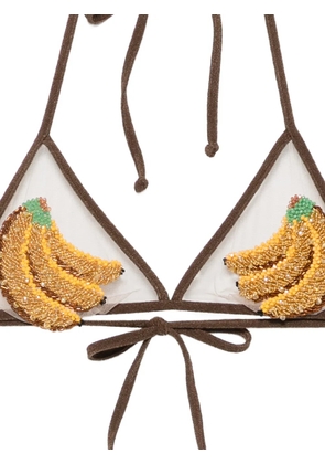 Mazzei bead-embellished halterneck bikini - Brown