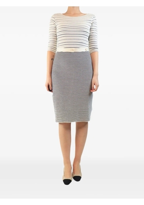 Christian Dior Pre-Owned striped knitted mid-length dress - White