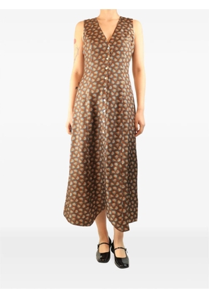 DÔEN print sleeveless midi dress - Brown