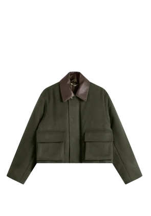 Auralee leather-collar jacket - Green