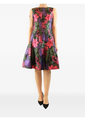 Oscar de la Renta Pre-Owned floral-print sleeveless midi dress - Purple