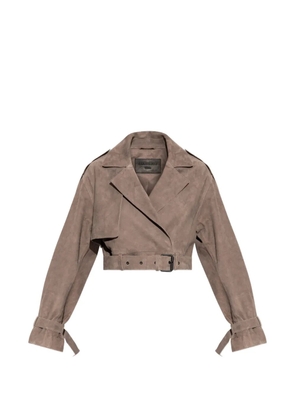 AllSaints Ophelia cropped belted jacket - Brown