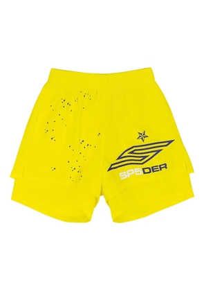SP5DER double-layer logo shorts - Yellow