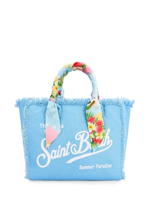 MC2 Saint Barth Vanity scarf-embellished fringed-trim tote bag - Blue