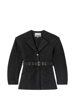 GANNI belted wool jacket - Grey