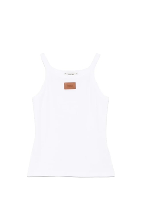 FENDI logo-embroidered ribbed tank top - White