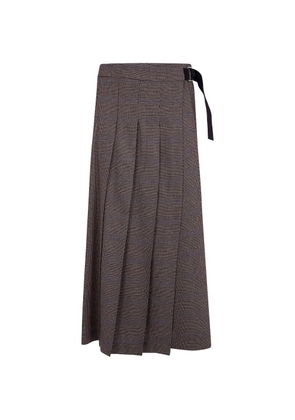 P.A.R.O.S.H. pleated Prince of Wales check midi skirt - Brown