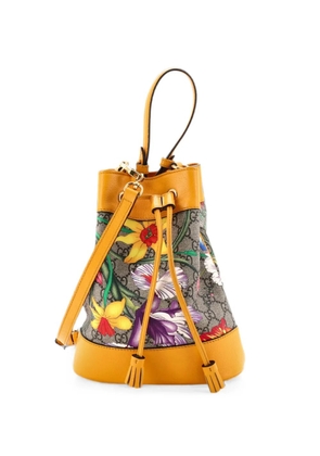 Gucci Pre-Owned Ophidia Flora GG Coated Canvas and Leather Small bucket bag - Yellow