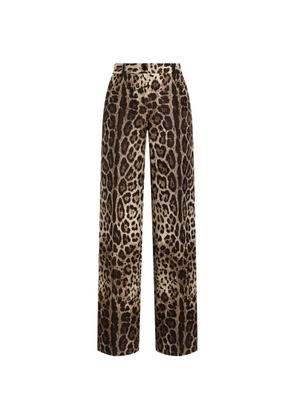 Dolce & Gabbana leo-print brocade trousers - Neutrals