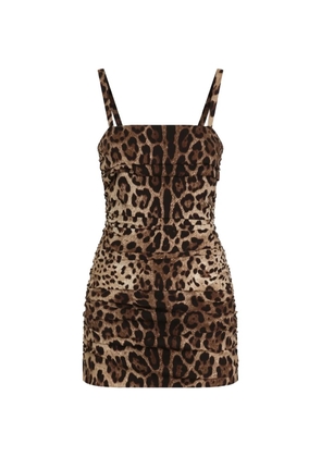Dolce & Gabbana leo-print charmeuse dress - Neutrals