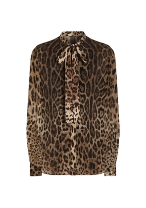 Dolce & Gabbana leo-print georgette shirt - Neutrals