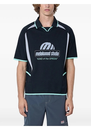 Metalwood Studio piping logo-motif polo shirt - Black