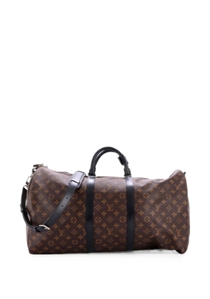 Louis Vuitton Pre-Owned Keepall Bandouliere Bag Macassar Monogram Canvas 55 travel bag - Black