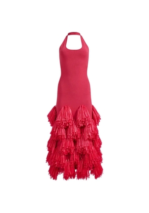 Aje Elva raffia-knit midi dress - Pink