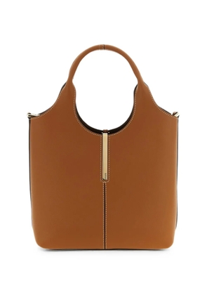 Tod's logo-plate contrast-stitch tote bag - Brown