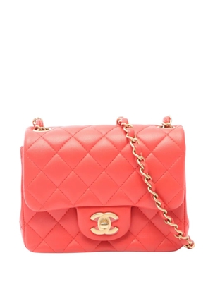 CHANEL Pre-Owned 2019 Mini Square Classic Lambskin Single Flap crossbody bag - Pink