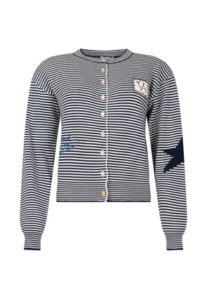 Weekend Max Mara intarsia-knit appliqué cardigan - Blue