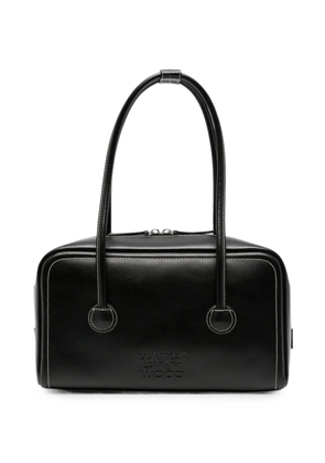 Marge Sherwood contrast-stitch embossed-logo tote bag - Black