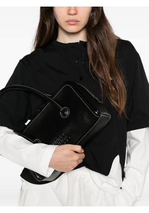 Marge Sherwood contrast-stitch embossed-logo tote bag - Black