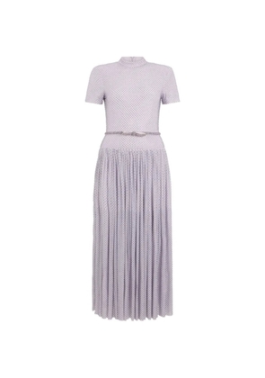 Self-Portrait crystal-embellished pleated midi dress - Purple