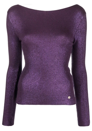Blugirl logo-plaque ribbed jumper - Purple